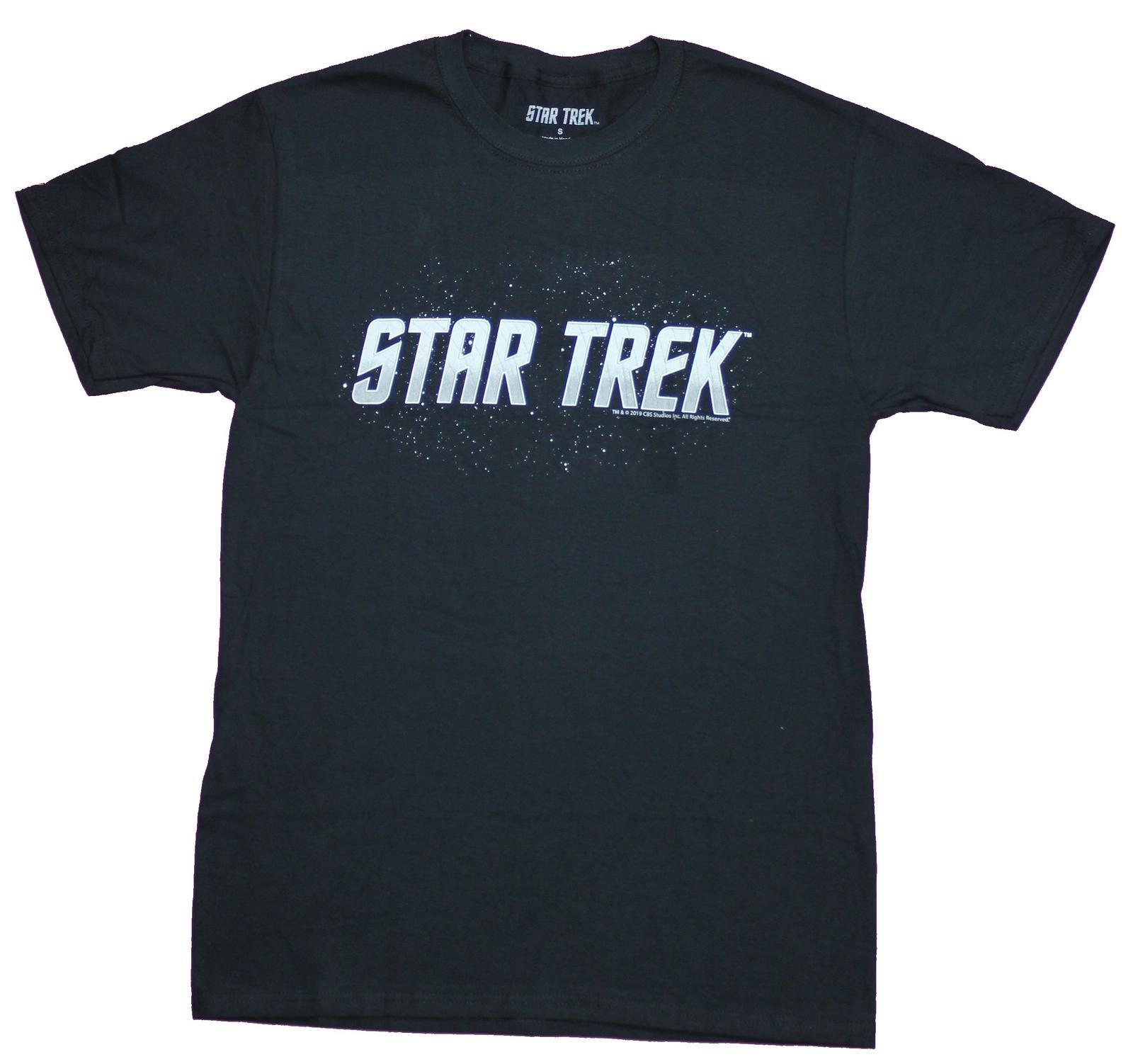 Star Trek Adult New T-Shirt - Simple Word Logo On Star Field S