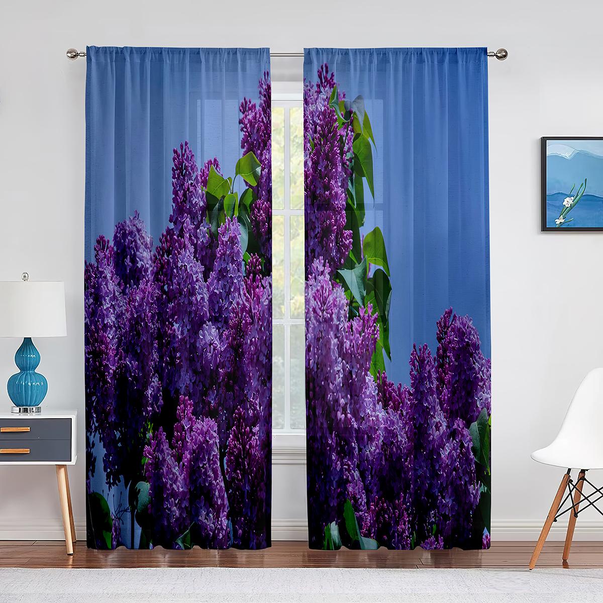 

3D тюлевые шторы с голубой розой, цветочный букет, романтический цветок, прозрачная занавеска из вуали для гостиной, спальни, украшение отеля 1 PCS W100XH250cm&Grommet Top