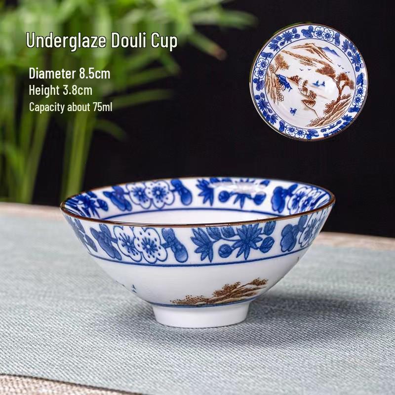 Blau-weiße Douli-Teetasse aus Porzellan für Kung-Fu-Tee