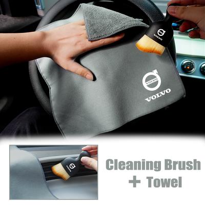 Car Badge Dust Brush Soft Brush Car Wash Towel Car Cleaning Drying Towel For RDESIGN XC60 XC90 S60 S80 S60L V40 V60 AWD V9