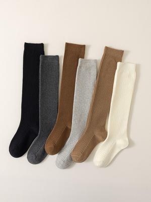 Koreanische Retro-Kniestrümpfe für Mädchen, einfarbig - Kalbslänge für Frühling & Herbst