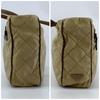 Prada Quilted Tessuto Nylon Tote Boston Bag Handbag One Shoulder Brown Beige Leather Triangle Logo Plate