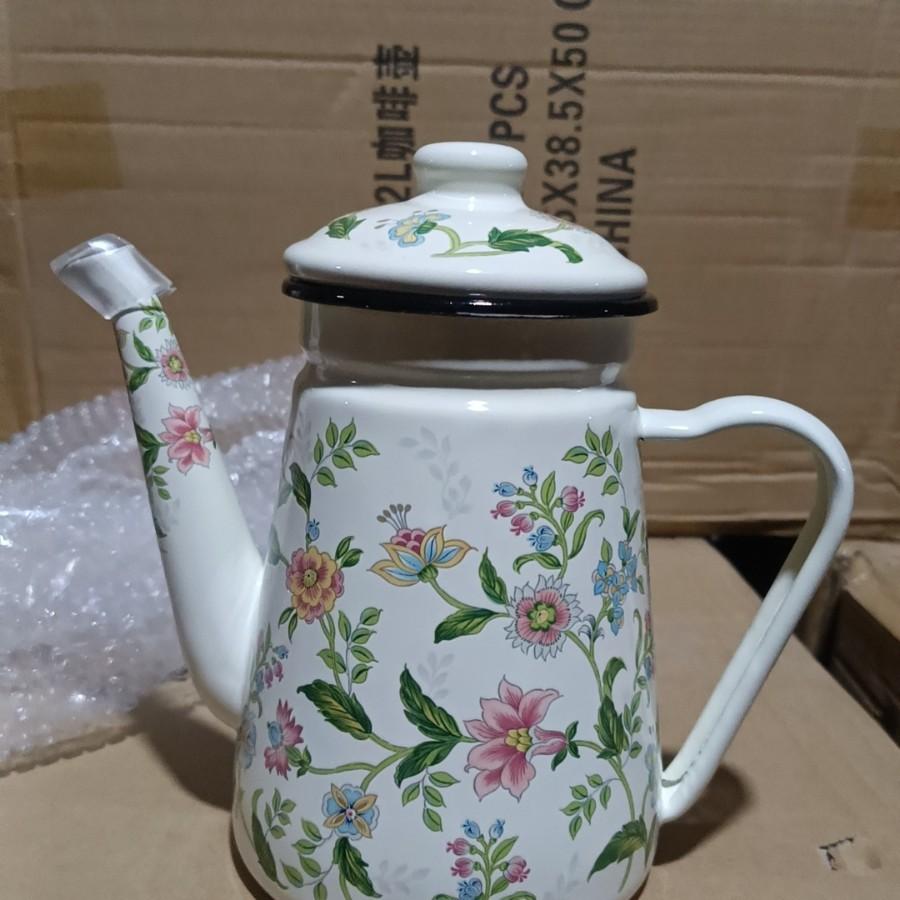 Emaille Emaille Ölkanne Kaffeekanne Wasserkocher Nostalgische Emaille Weinkanne Hotel Hot Pot Induktionskochfeld Universal