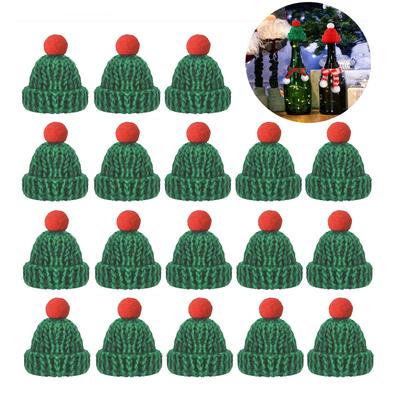 Mini Chapéu de Natal e Cachecol para Garrafa de Vinho Tinto Decoração de Natal DIY Acessórios de Decoração para Bonecas Gato e Cachorro de Garrafa