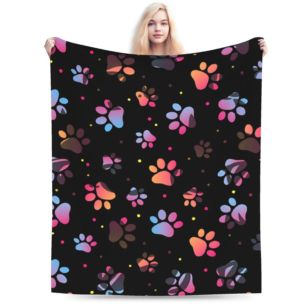 Dog Paw Print and Bone Blanket Quality Soft Warm Throw Blanket Winter Children Home Decor Pattern Bedspread