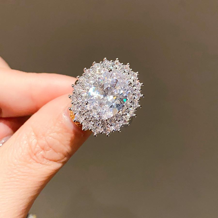 Modern Zircon Geometric Silver Ring For Women Stylish Hand Accessory