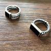 PANJBJ 925 Sterling Silve Geometry Drip Glaze Ring for Women Punk Punk Chain Retro Versatile Jewelry Gift Dropshipping