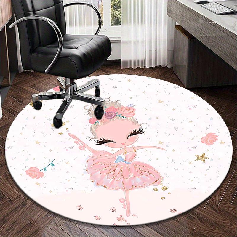 Ballerina With Swans And Flowers round carpet Chair cushion Round Entryway Rug, Soft Round Rugs for Living Room, Bedroom, Circle Carpet decor gifts
