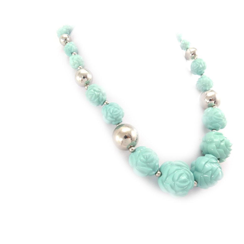Les Trésors De Lily [J8256] - Designer Necklace 'Rosa Romantica' Sea Green