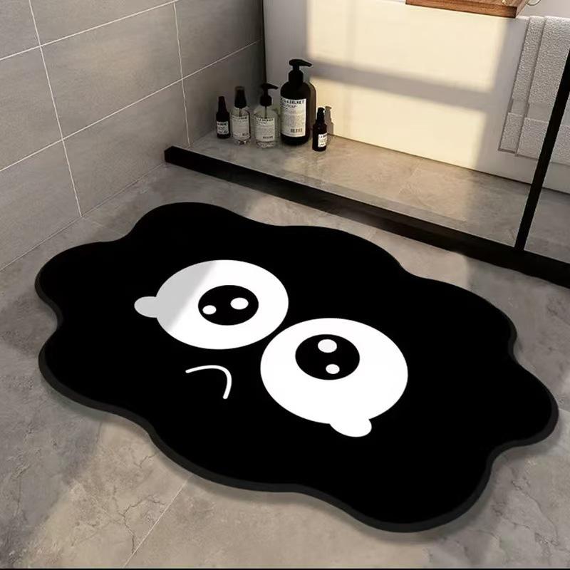 Black Soot Ball Diatomaceous Earth Anti-Slip Bathroom Mat - Absorbent, Quick-Drying, Wear & Stain Resistant Foot Pad