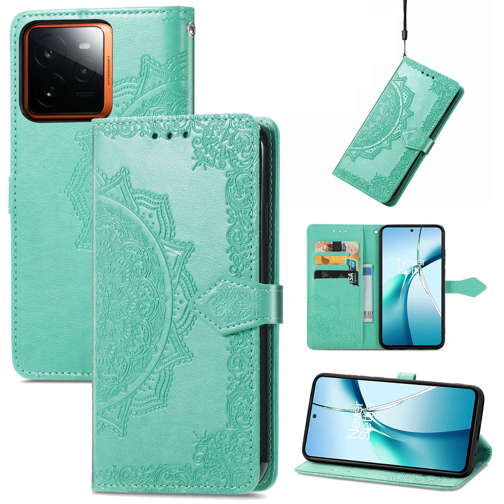 

For Realme GT 7 Pro 5G Wallet Case Mandala Flower Leather Phone Cover Stand Green