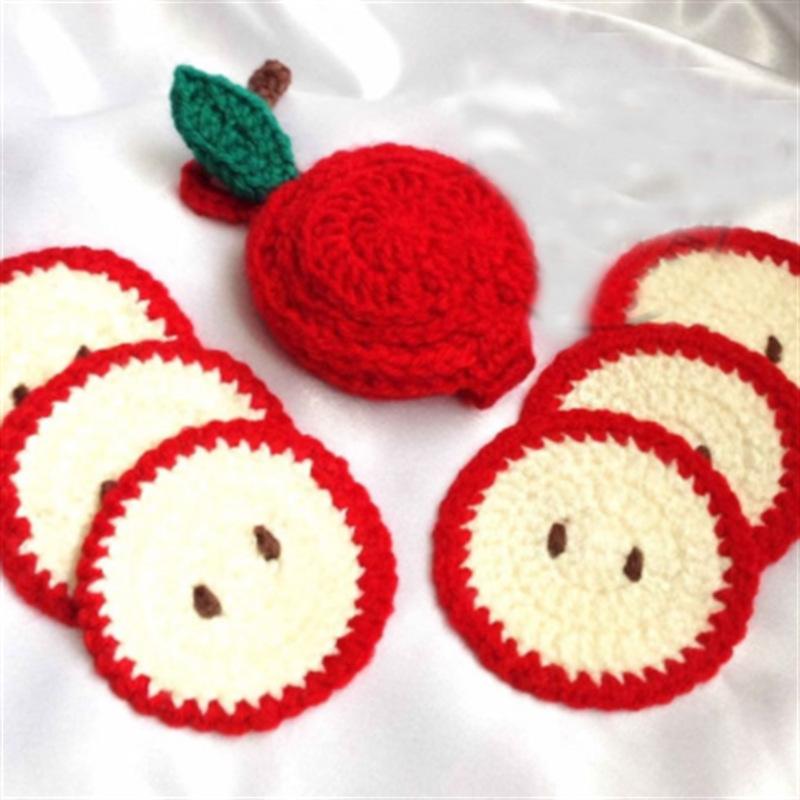 Cute Fruit Coasters Handmade Crocheted Insulating Mats Creative Home Anti-scald Non-slip Coaster Kitchen Supplies Placemats