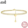 Effie Queen Fashion 925 Sterling Silver Heart Double Layer Anklet Jewelry Summer Heart Charm Beach Foot Chain Bracelet Gift SA17