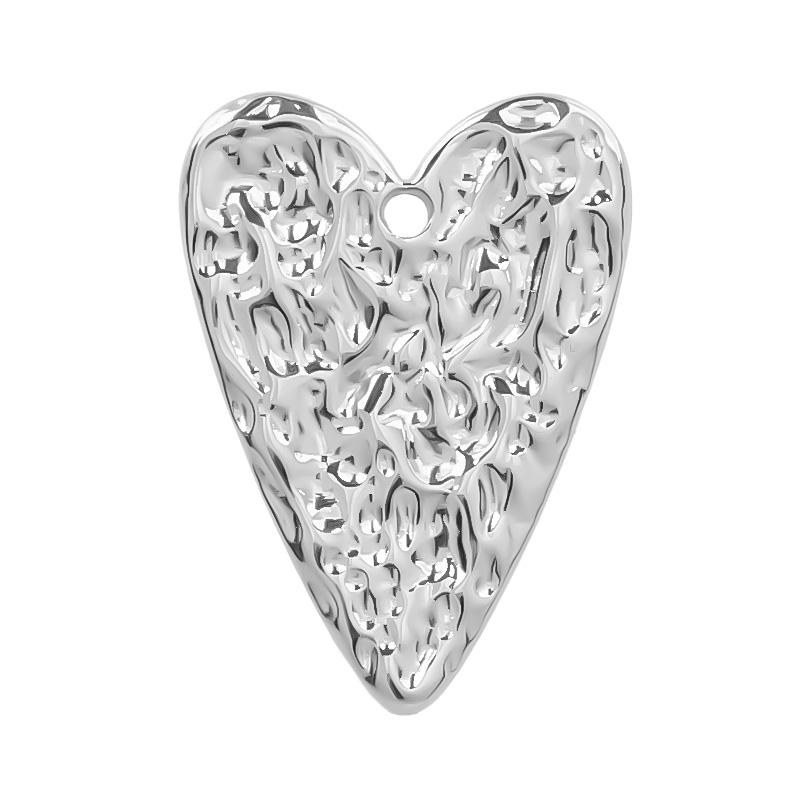 High Quality 6pcs Silver Color Heart Charm Stainless Steel Charms For Jewelry Making Pendnat Breloque Acier Inoxydable Materials