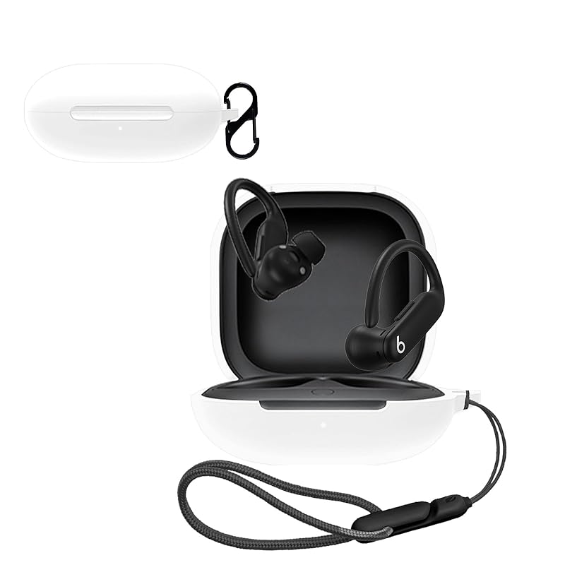 

For Powerbeats Pro 2 for case cover [NOUKAJU] wireless earphones silicon protective case (With carabiner + strap included) ) Fall prevention Scratch