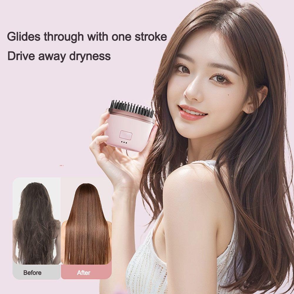 Rechargeable Hair Straightener Comb Cordless Detangler Electric Heating Hair Straightener Brush