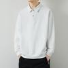 New Autumn Men's Long-sleeved POLO Shirt Plus Velvet Thickened Solid Color Versatile Cotton Lapel Pullover Sweatshirt