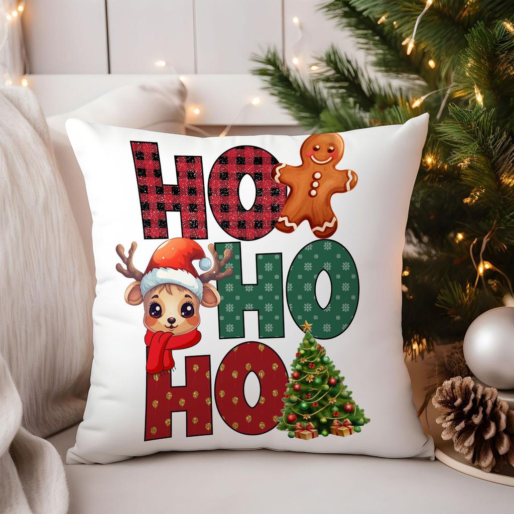 Christmas Tree Santa Claus Gift Series Linen Pillowcase Cushion Cover