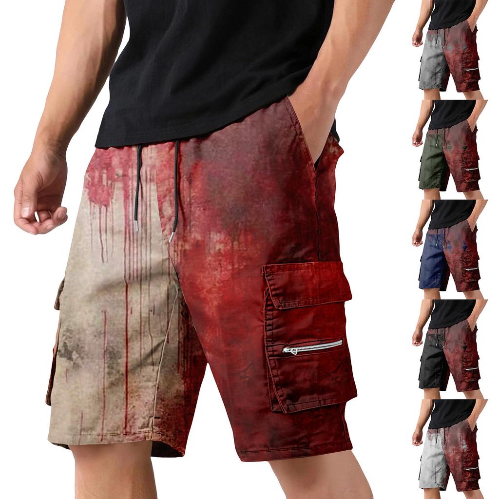 Men's Halloween Cargo Shorts with Pockets and Drawstring