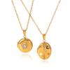 8-pointed star moon diamond-encrusted magnetic photo locket pendant stainless steel necklace, premium clavicle chain jewelry