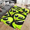 Playful green alien faces carpet Yoga living room room decor children's crawling mat doormat area rug games mat