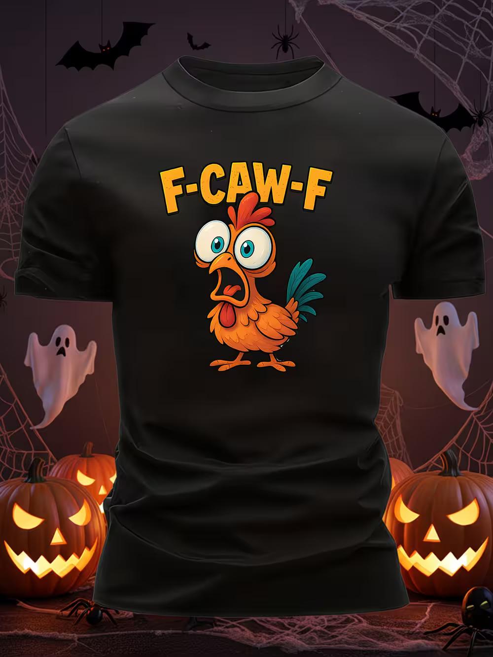 Fcawf Funny Chicken Graphic T-Shirt -  F-Caw-F  Cartoon Design S