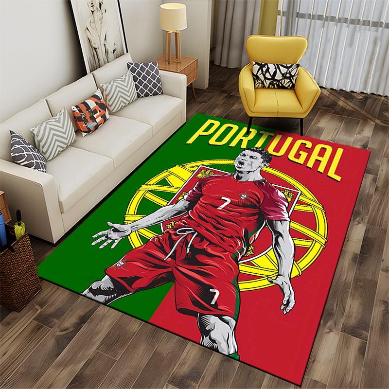 Portugal Flag Football Art suitable as a non-slip mat for the living room or bedroom sofa