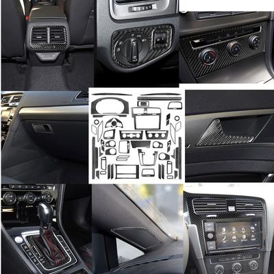 For Volkswagen VW Golf 7 GTI MK7 2013- Steering Wheel Circle Gear Box Wait Car Accessories Interior Carbon Fiber Stickers