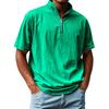 Men's Summer Solid Color Vintage Zipper Lapel Short Sleeve Shirt Tops