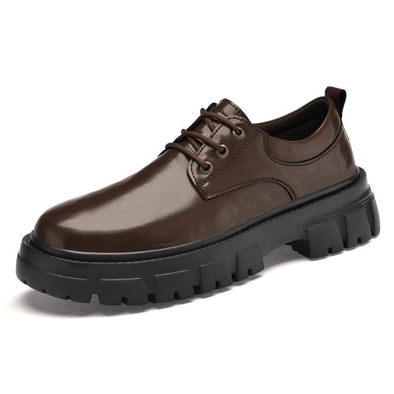 Italienische Herren Freizeitschuhe Leder Dicke Sohle Trendig Alleskönner Echtes Leder Business Schuhe Outdoor Designer Oxford Schuhe