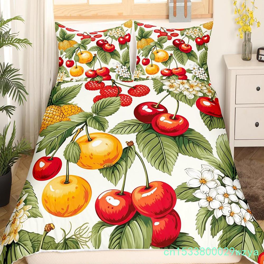 Red Pitaya Bettbezug King Queen Drachenfrucht Malerei Bettwäsche Set Tropische Früchte Bettbezug Moderne Kunst Weicher Bettbezug
