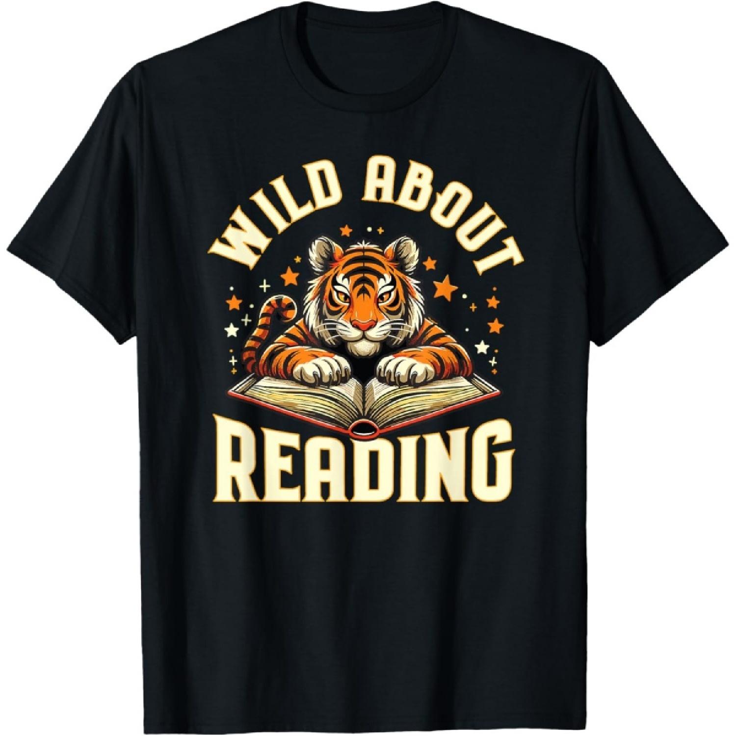 

Wild about Reading Tiger Design for Teachers & Students T-Shirt XXXXXL чорний