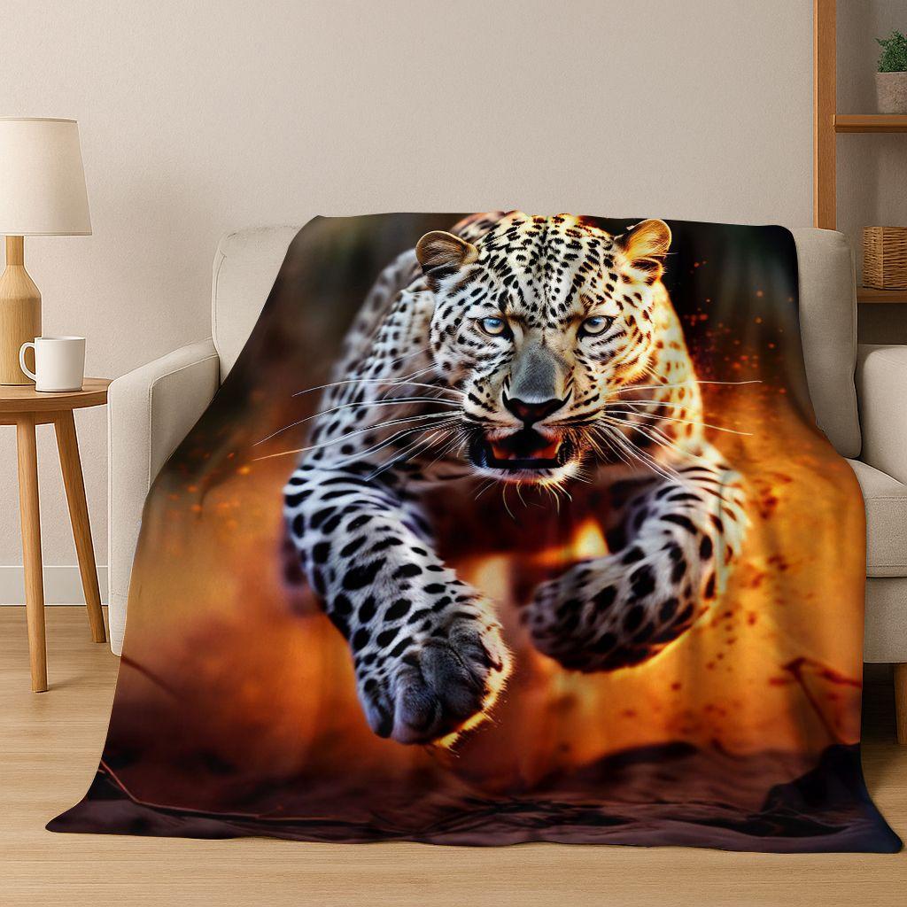 26 Style Wild Animal Leopard Cheetah Beast Cartoon Flannel Blanket,Cozy Soft Throw Blanket for Home Bedroom Bed Sofa Cover Kids