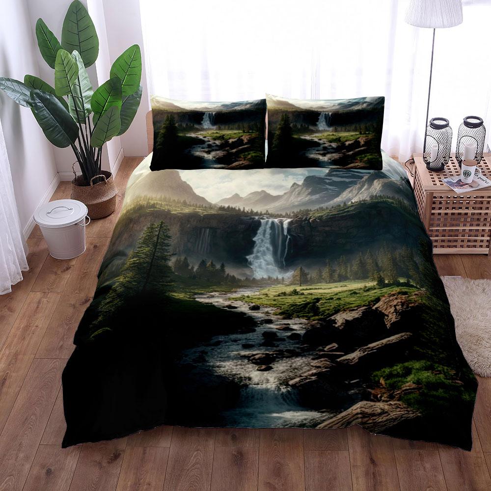 

Набор постельного белья Nature Waterfall 3 размера King Queen Double Full Twin Single EU single(135x200cm)