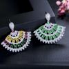 CMM Hollow Out Fan Shaped Cubic Zirconia Drop Earrings