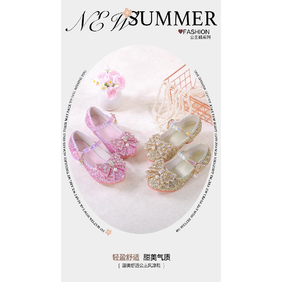 Mädchen Prinzessin High Heels 2026 Neue Frühjahrs- und Herbstkollektion Schleife Strass Steine Kleines Mädchen Auftritt Show Kleiderschuhe