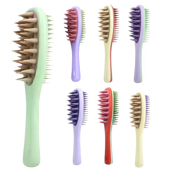 Double-sided Shampoo Brush Long Handle Scalp Massager Comb Men Women 2-in-1 Hair Scrubber Fine Wide Teeth Detangling Brush