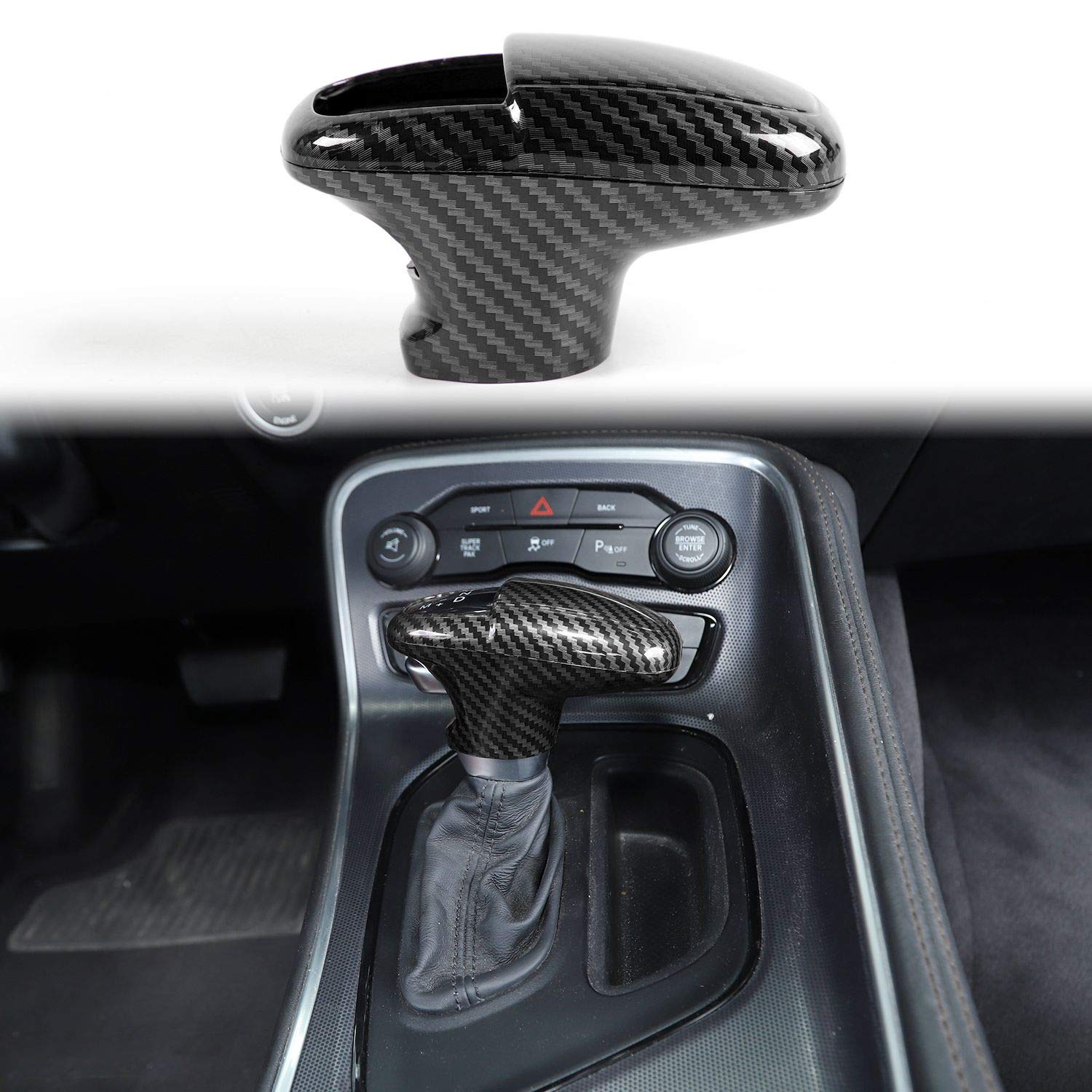 

Voodonala 3pcs ABS Carbon Fiber Gear Shift Knob Cover Trim for Challenger Charger 2015-2025+