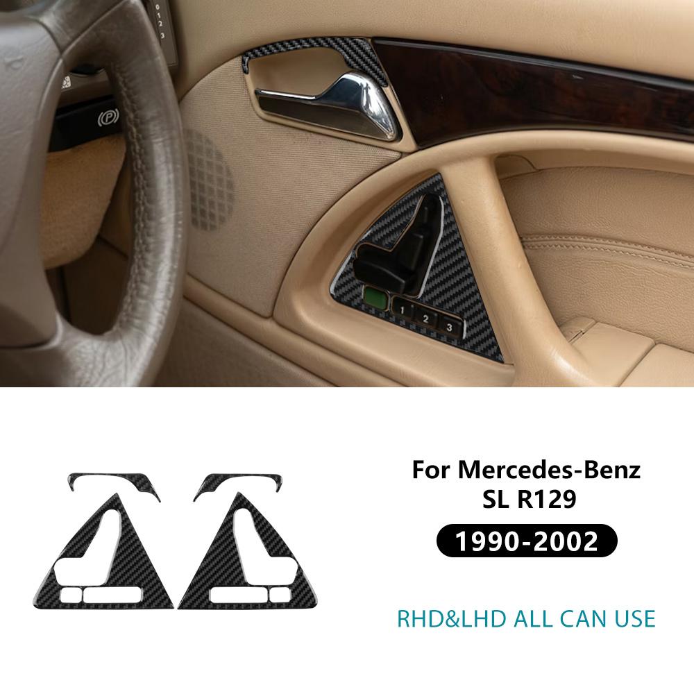 Real Soft Carbon Fiber Sticker For Mercedes Benz SL R129 1990-1994 1995 1996 1997 1998 1999 2000 2001 2002 Door Handle Buttons