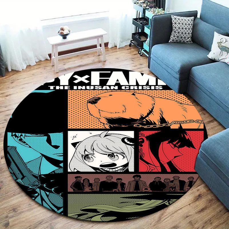 Spyfamily Round Area Rug Carpet Rug For Living Room Bedroom Sofa Playroom Decor Nonslip Floor Mat