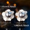 Cute Female White Crystal Gray Pearl Enamel Gold Color Flower Stud Earrings Lovely Bridal Wedding Jewelry For Women