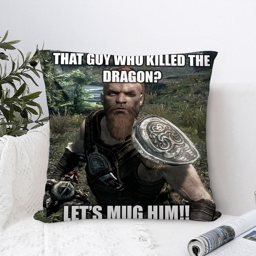 

Гей Ти Ти Нарешті Прокинувся Мем Скайріму Наволочка Декоративна для Дивана Домашня Двостороння Друк Плюшеві Квадратні Наволочки для Подушок 16x16Inch