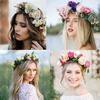 Rose Flower Headband Festival Wedding Green Leaf Floral Headpiece Flower Crown  for Women Girls