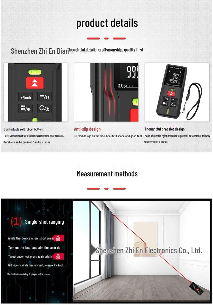 Handheld Infrared Laser Rangefinder and Distance Meter