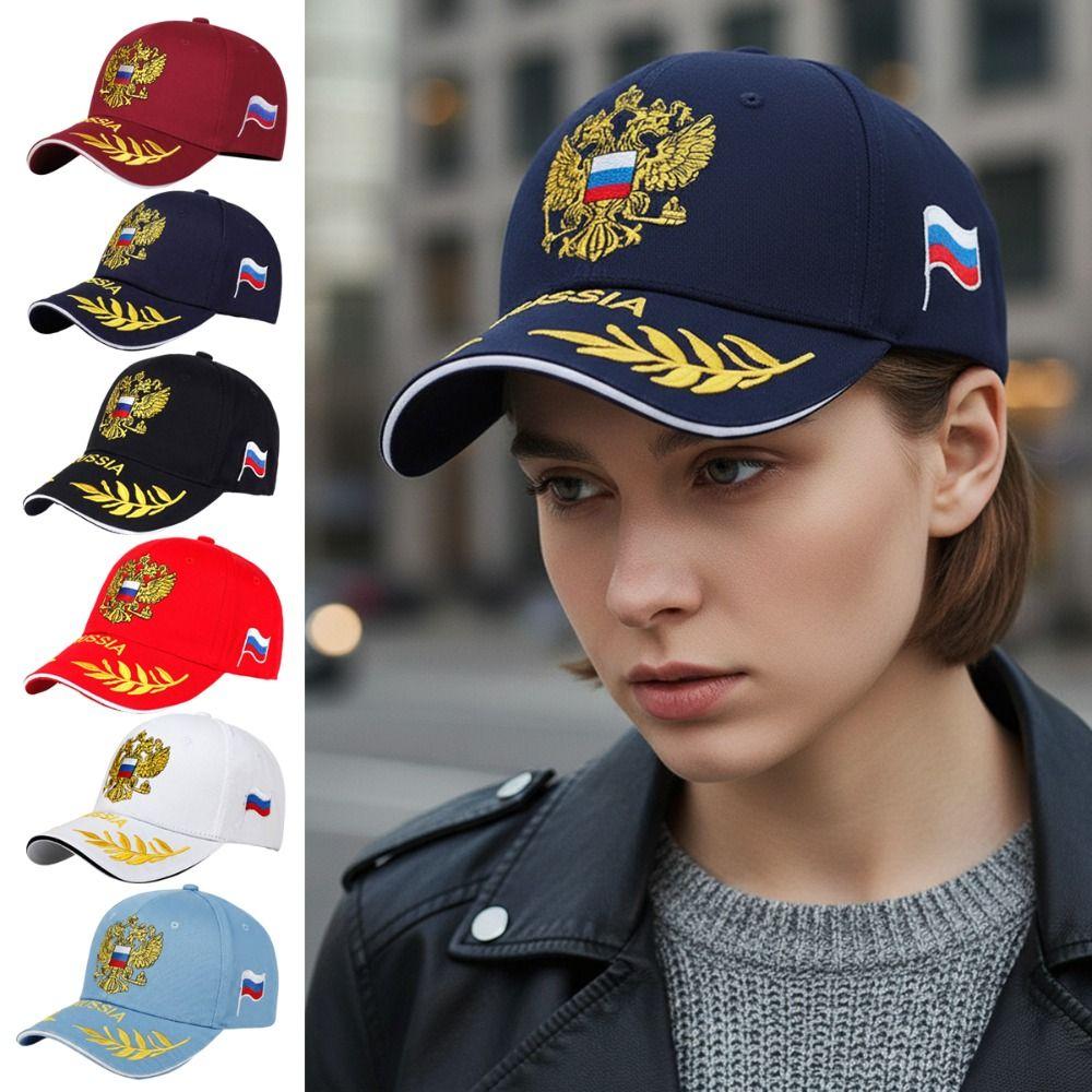 Russian Eagle Emblem Embroidered Baseball Cap Distressed Cotton Peaked Cap Hip Hop Adjustable Streetwear Sunscreen Hats