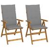 VidaXL Garden Reclining Chairs, 2 Pcs, with Cushions Acacia Wood