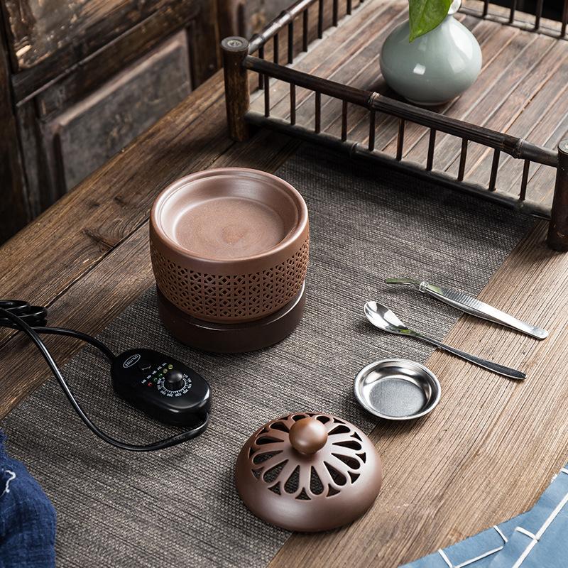 Plug-in 110V/220V Electronic Incense Burner Ceramic Household Night Light Timing Adjustable Temperature Essential Oil Lamp