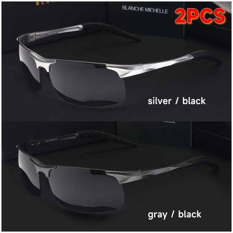 Ultra Light Aluminum Magnesium Sport Sunglasses Men UV400 Gold Rectangle Driving Sun Glasses Outdoor