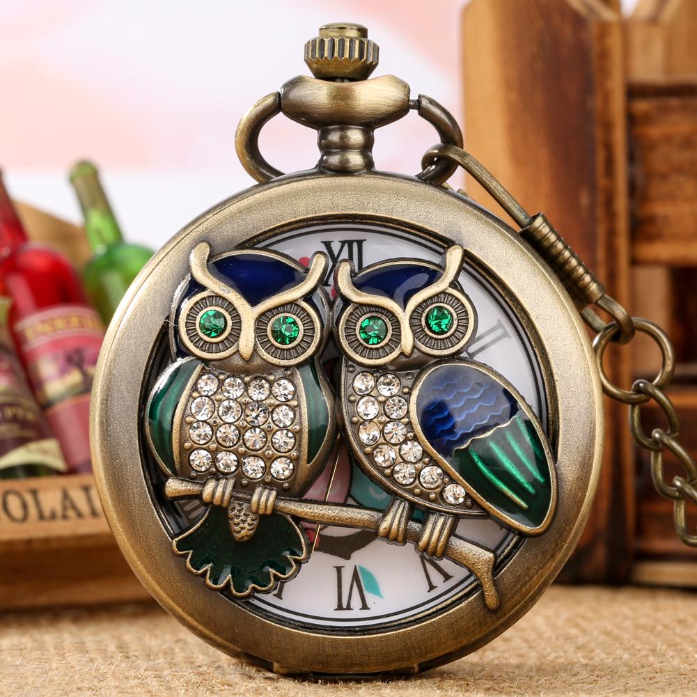 

Уникальные мужские и женские кварцевые карманные часы с толстой цепочкой, римские карманные часы, карманные часы с совой, подарок для жены, мужа, подарок на день Святого Валентина