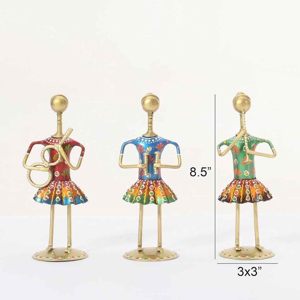 Artizanat Muzician Vintage (Set de 3) | Decor pentru casă pentru sufragerie | Decorațiune interioară | Piesă de expoziție decorativă cu figurine de muzicieni (multicolor)